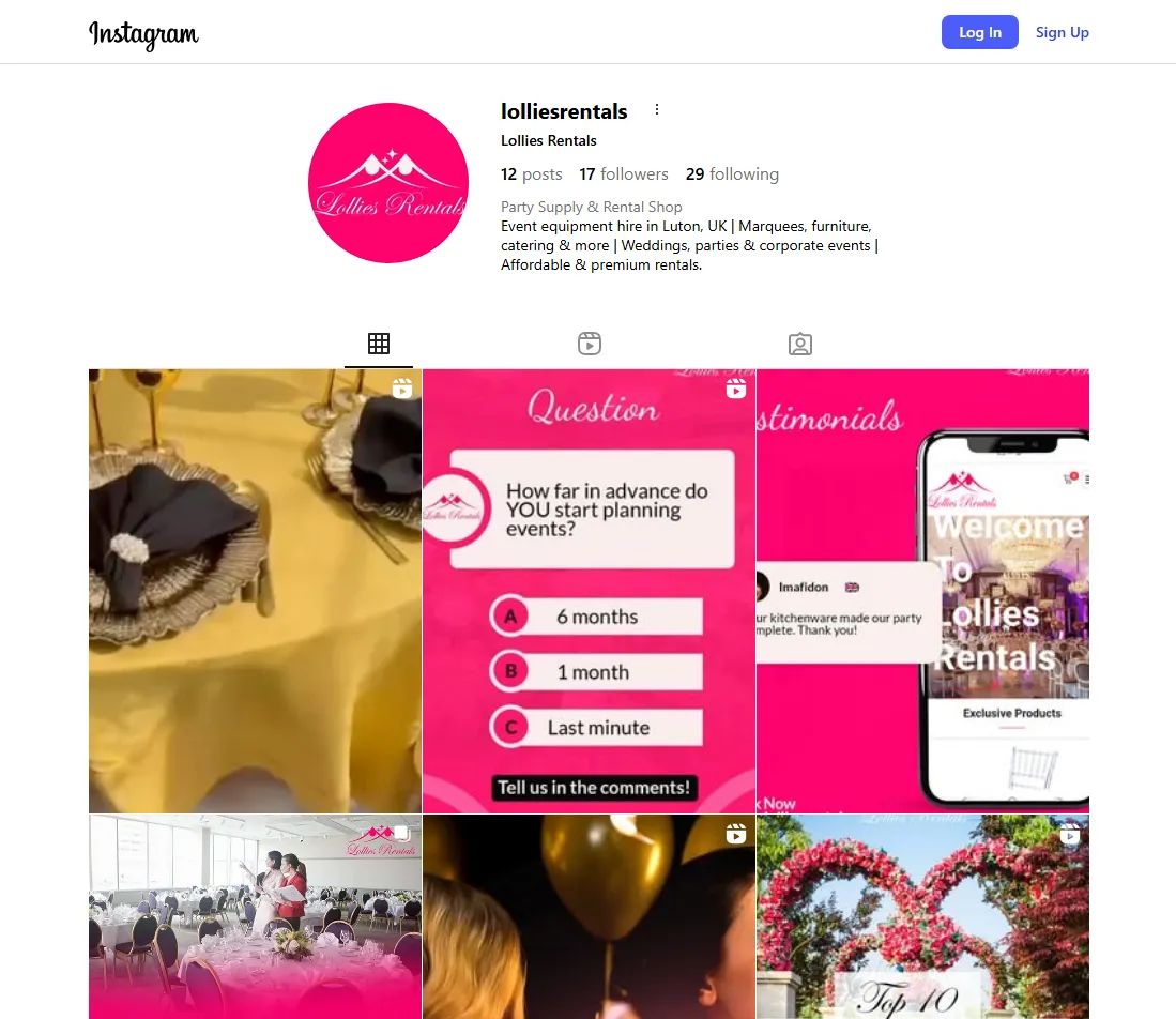 Lollies Rentals Instagram